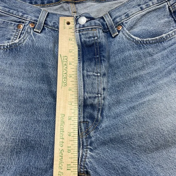 Levis Jeans Mens 36x29 Blue 501 ST Straight Leg Button Fly Denim - Picture 7 of 13